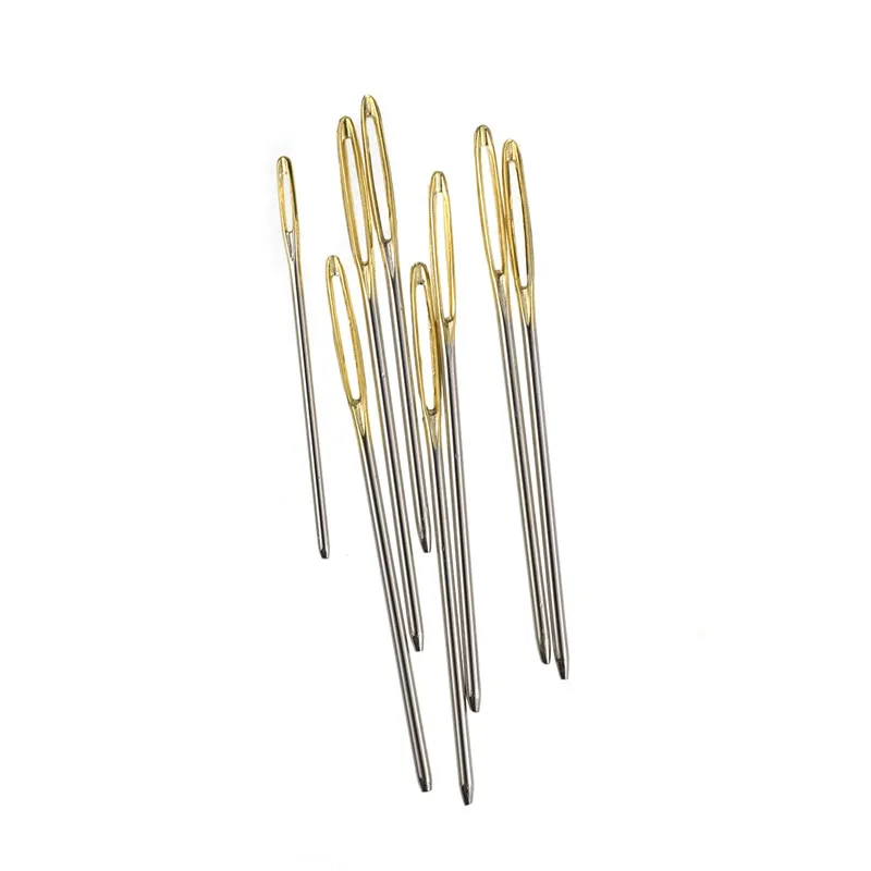18Pcs Blunt Gold Tail Large Eye Needles Stainless Steel Mix Size 5.2-7cm Wool Sewing Embroidery Tapestry Tool For Women | Дом и сад