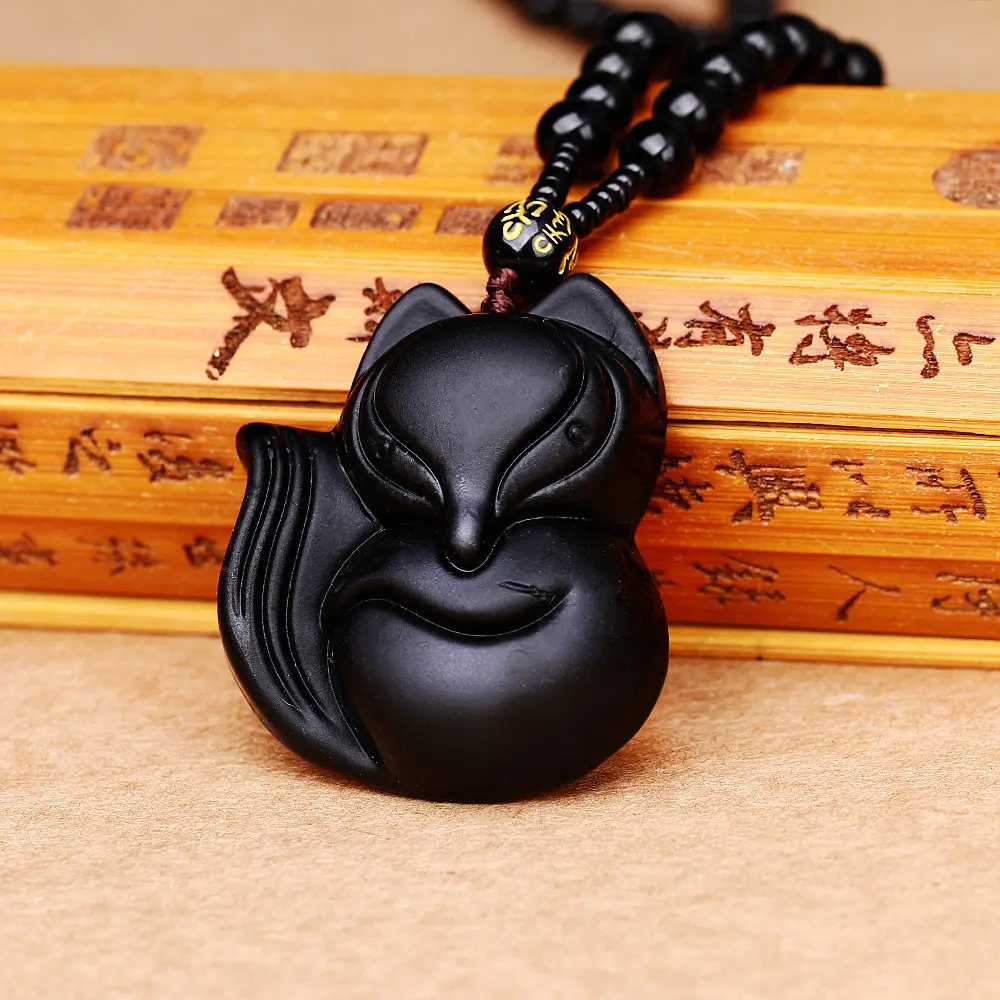 Смешанный натуральный черный Обсидиан Резной Ruyi Guanyin Будда кулон подходит модный
