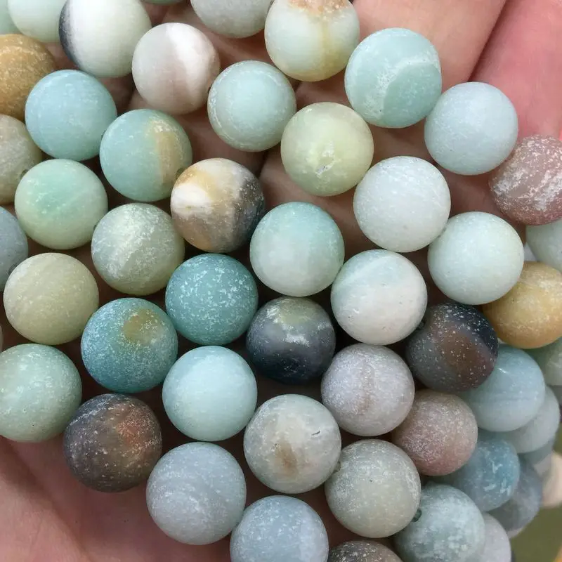 Matt Frosted Dull Polsh Natural Amazonite Stone Beads Spacer Round 4mm 6 mm 8 10 for DIY Making Jewelry | Украшения и аксессуары