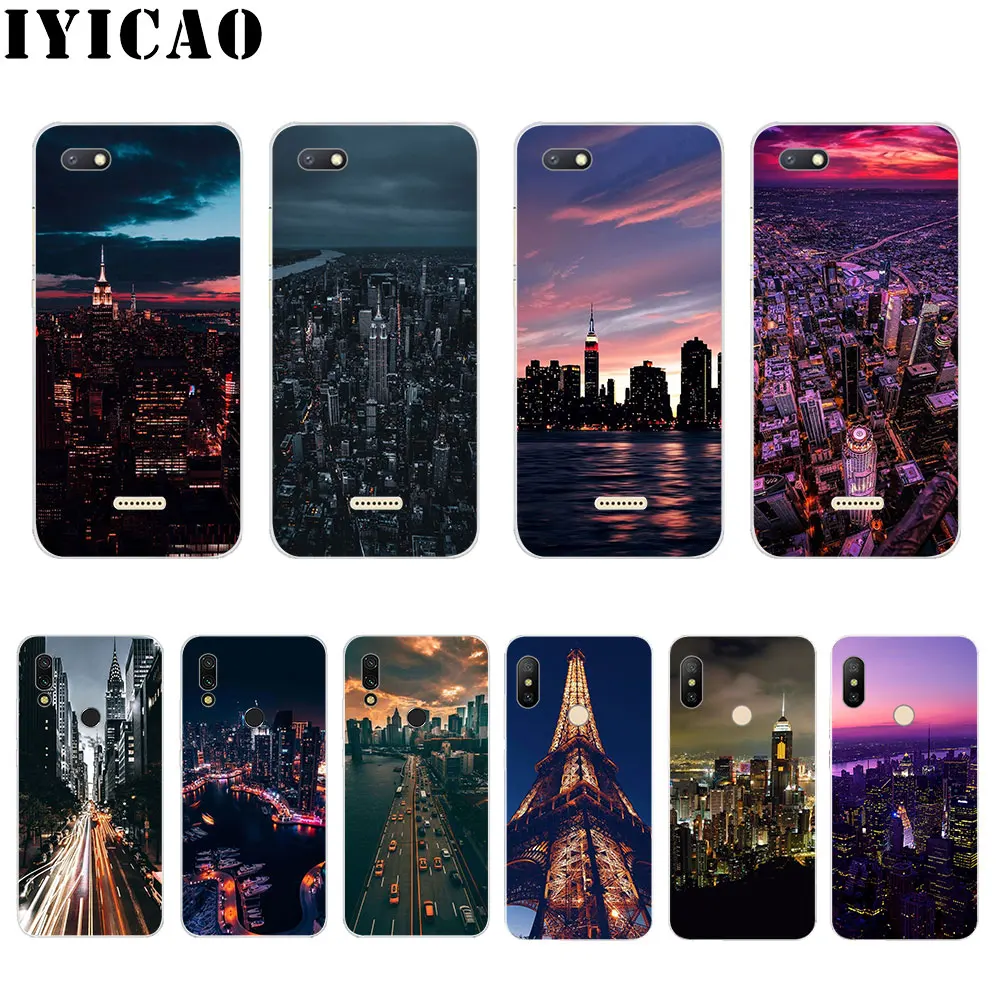 Жесткий чехол IYICAO для ночного города Xiaomi Redmi Note 3 4 5 6 7 Pro 5A Prime|Чехлы-накладки| |