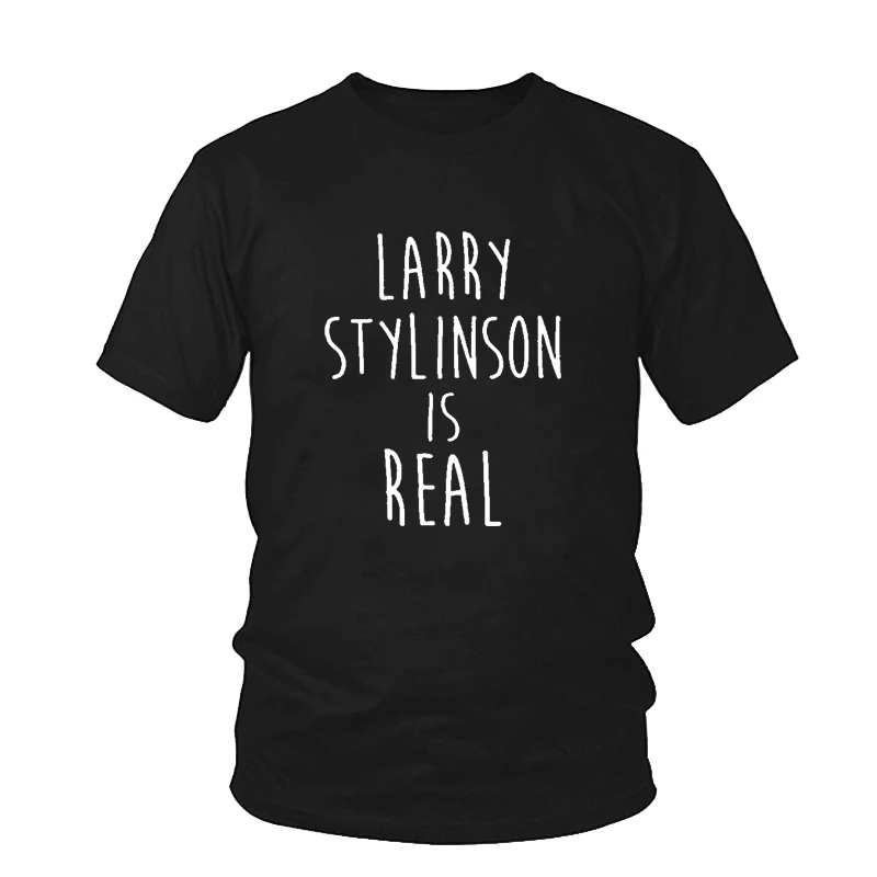 Летняя Повседневная футболка LARRY STYLINSON IS REAL с буквенным принтом Женская забавная