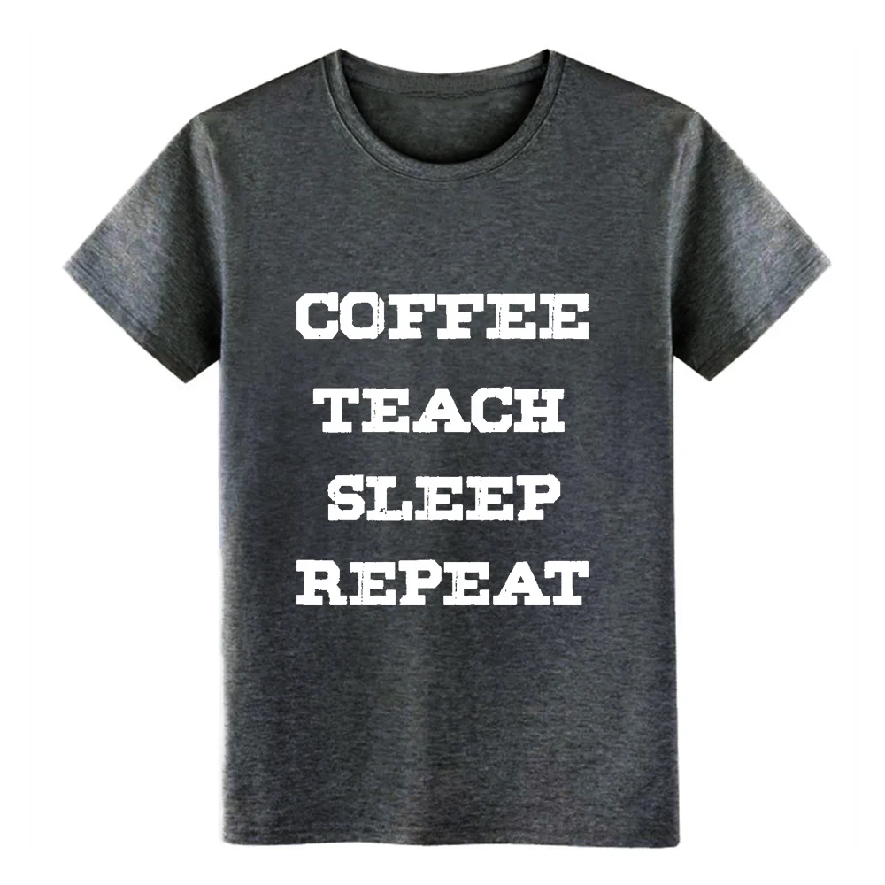 Мужская черная футболка с коротким рукавом coffee teach sleep repeat европейский размер S-3xl