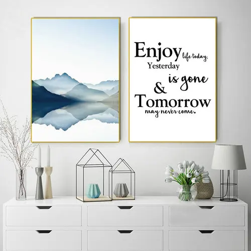 

Hight Quality Pastoral Nordic Minimalism Seascape Art Canvas Painting Posters Encouragement Letter Decor Decoration No Frame