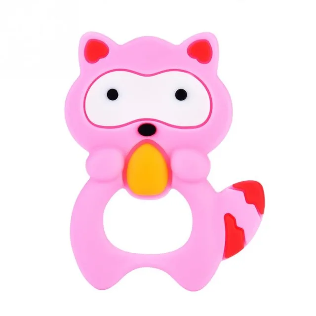 Raccoon--Pink Силиконовые жевательные бусины, круглая звезда, шестиугольник, сердце, животное, прорезыватель, цепочка для соски, сделай сам, ожерелье, пластиковые клипсы, застежки, красочные, Bpa бесплатно - Цвет: Raccoon--Pink