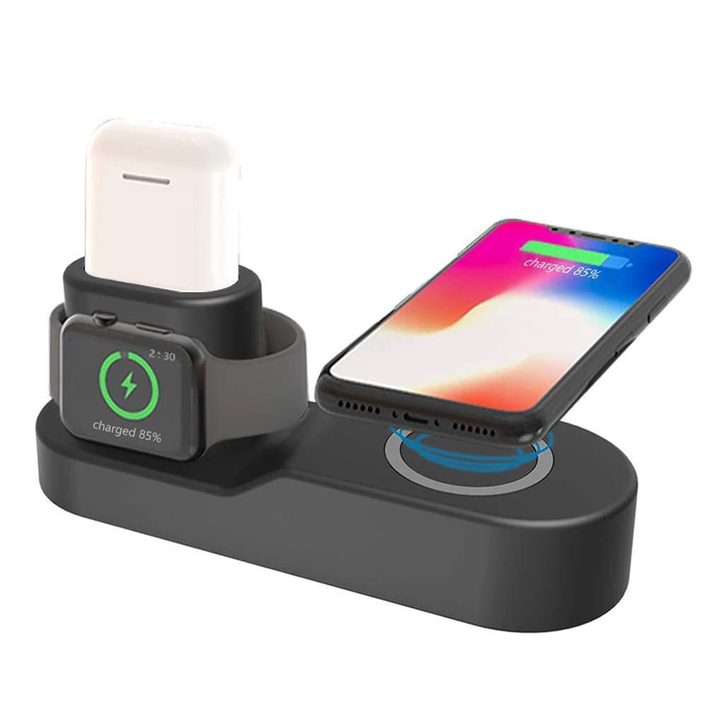 Беспроводная зарядная док станция 4 в 1 QI для Apple Watch 2 3 IPhone 11X8 Plus XR XS Max AirPods
