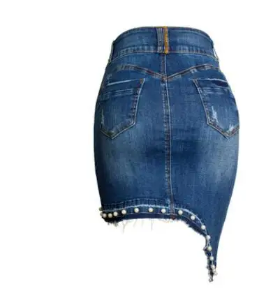 Посылка ская джинсовая юбка с жемчужинами нестандартная большого размера