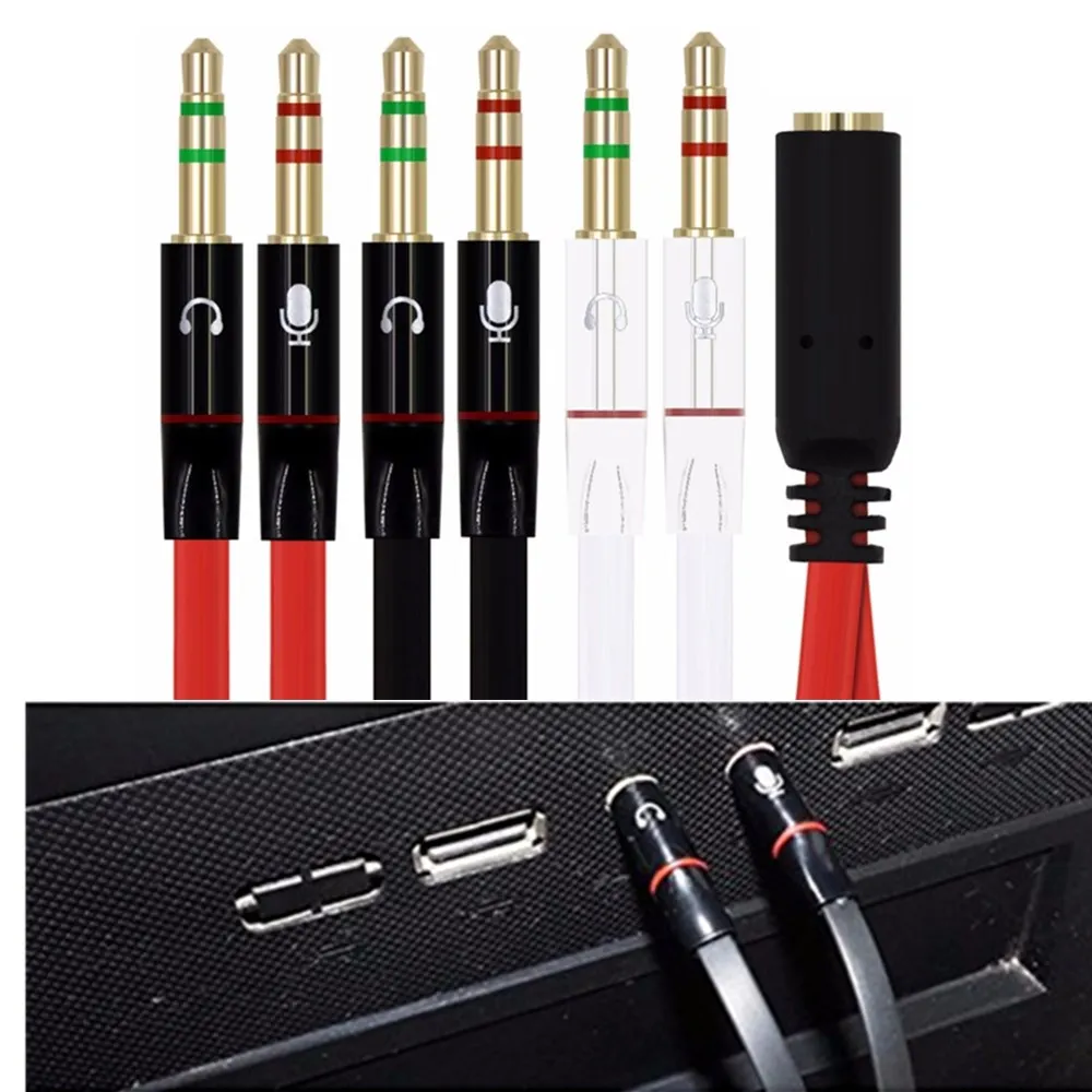 Стерео аудио Y-разветвитель Удлинительный кабель 3 5 мм мама к 2 папа микрофон