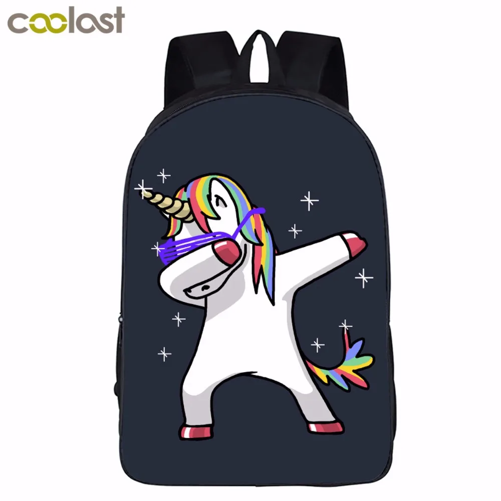 Шикарный Dab принт панды рюкзак Kawaii танец Единорог школьная сумка для подростков