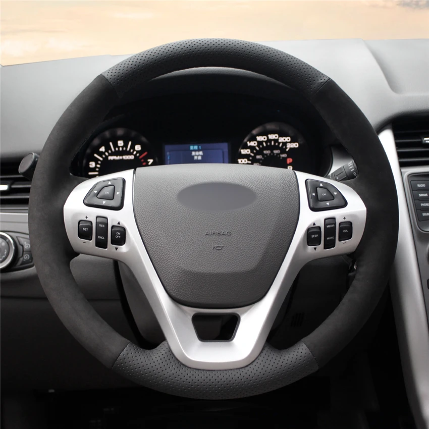 MEWANT черный чехол рулевого колеса автомобиля из натуральной кожи для Ford Edge 2011-2014