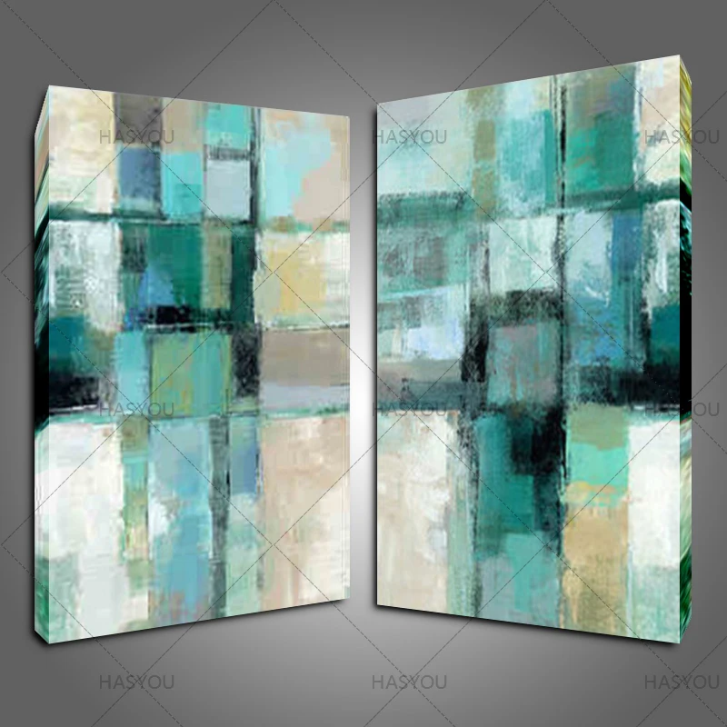 2 шт. современная абстрактная синяя картина маслом на холсте Ручная роспись