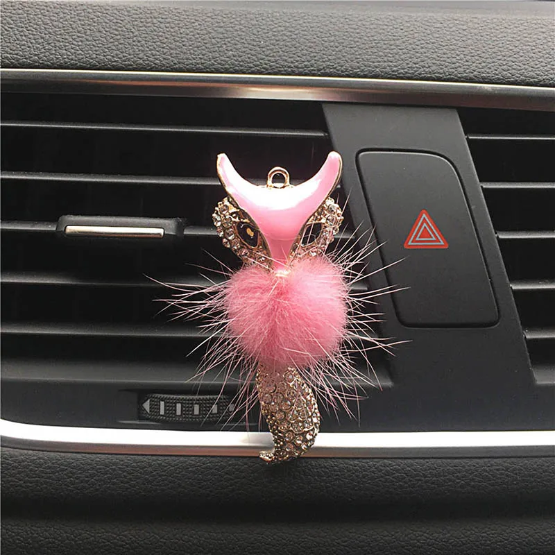pink CJLWTTBOD Авто кондиционер Выход украшения плюшевые лисица духи Клип автомобиля интерьерные аксессуары освежитель воздуха - Название цвета: pink