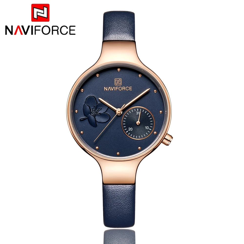 NAVIFORCE Роскошные брендовые модные женские часы женская одежда простые синие