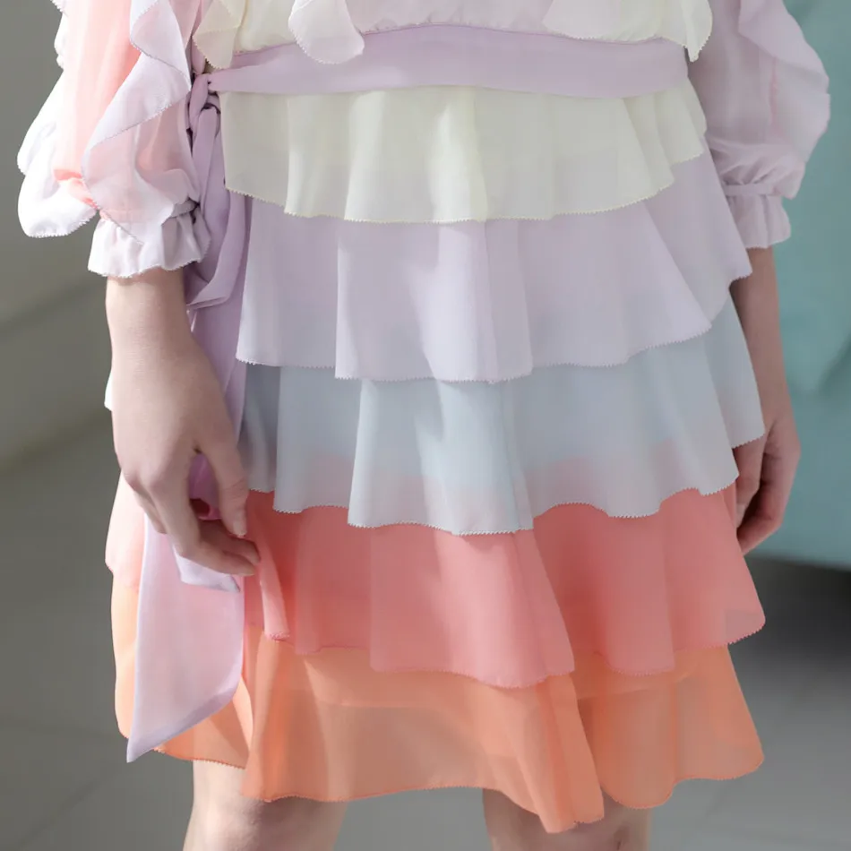 Женская многослойная шифоновая юбка LYNETTE'S в китайском стиле весна лето 2016|bust