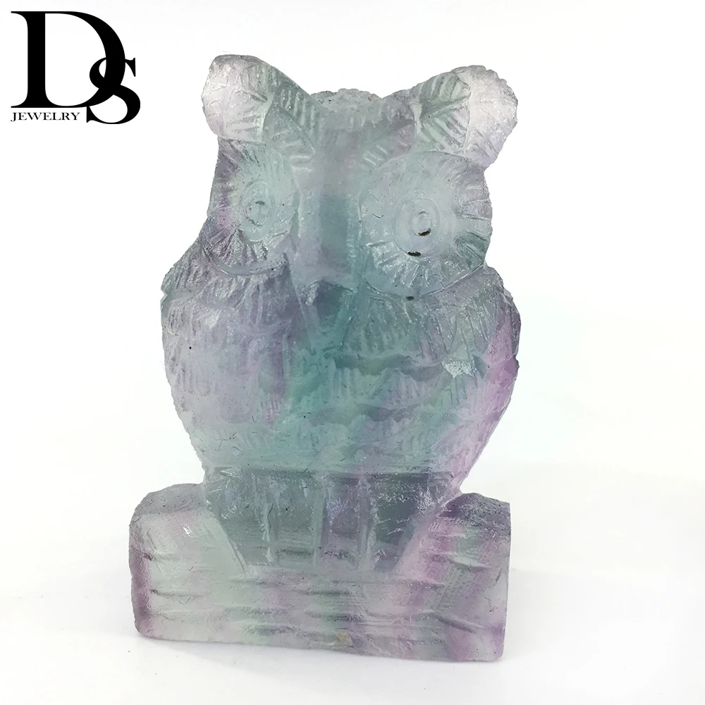 2 &quotфигурка из натурального радужного флюорита с кристаллами резная кварцевая