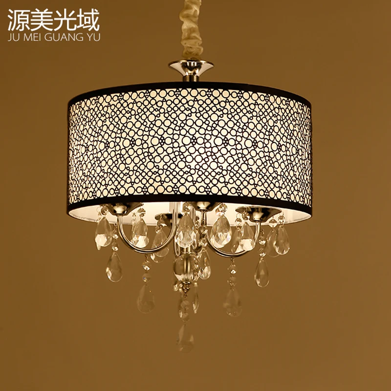 Современный барабан хрустальная люстра черный железный столовая спальня