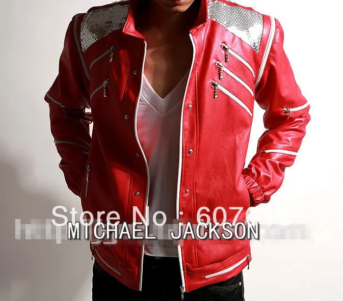 Rare PUNK Rock Motorcycle Classic MJ MICHAEL JACKSON Costume Beat it Red Zipper Jacket Fans Imitator Best Gift | Мужская одежда