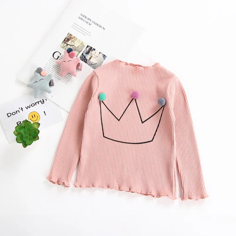 JOYINPARTY Girl Tops Baby Long Sleeve T-shirt Blouse Cotton Candy Color Kids Casual Tees for Girls Children | Детская одежда и
