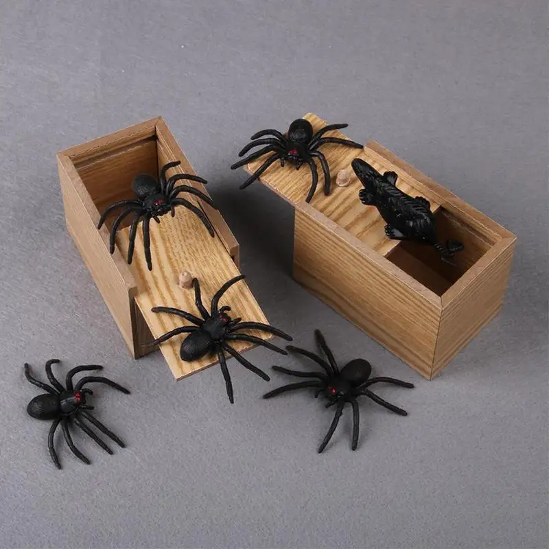 1 шт. розыгрыш паук деревянная пугающая коробка игрушка Реалистичная Сюрприз на