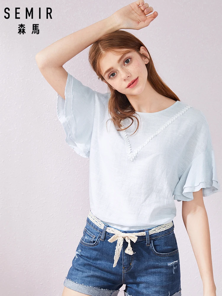 SEMIR Новая модная женская винтажная блузка с принтом женские блузки круглым
