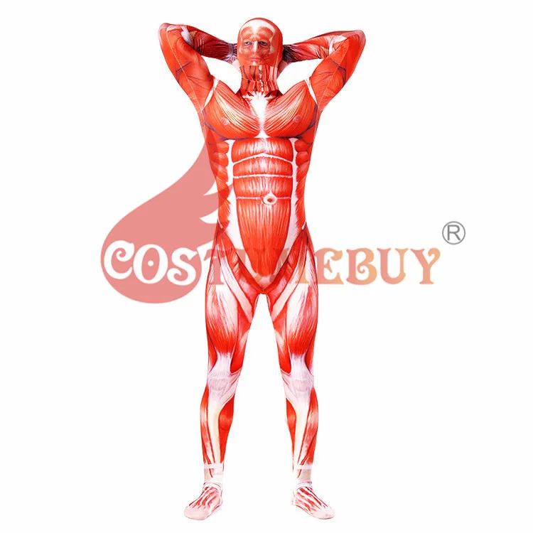 

CostumeBuy Attack on Titan Colossal Titan Cosplay Costume Lycra Spandex Men Full Zentai Bodysuits Muscle Tight Suit Second Skin