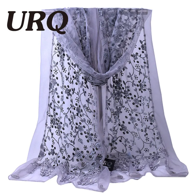 Кружевной шарф для женщин весенне осенний модный вышитый длинный из полиэстера