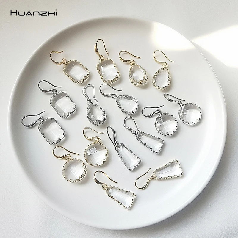 HUANZHI 2019 стальные иглы прозрачные геометрические круглые трапециевидные капли
