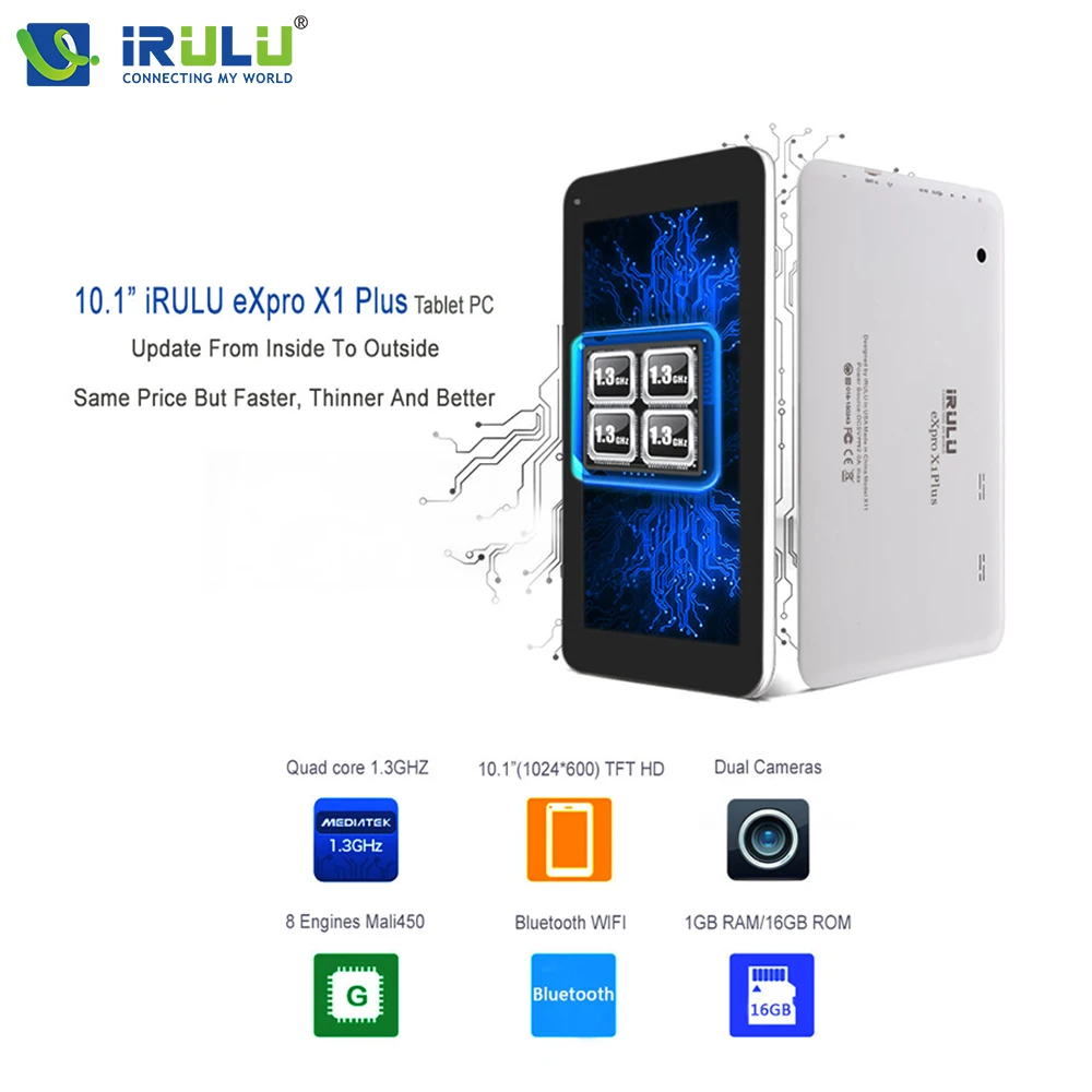 Оригинальный iRulu expro x1plus 10.1 &quotПланшеты PC 4 ядра Android 6.0 Dual Камера 16 ГБ Оперативная