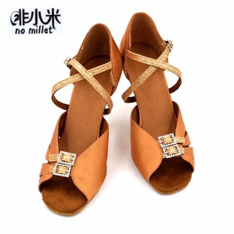No Millet Zapatos De Baile Tan/Женская обувь для латинских танцев девочек высота каблука 8 5