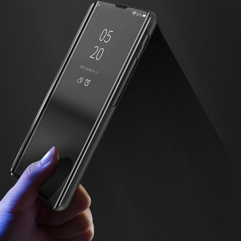 Чехол для Xiaomi Redmi Note 7 роскошное умное зеркало вид Флип кожаный Полный чехол