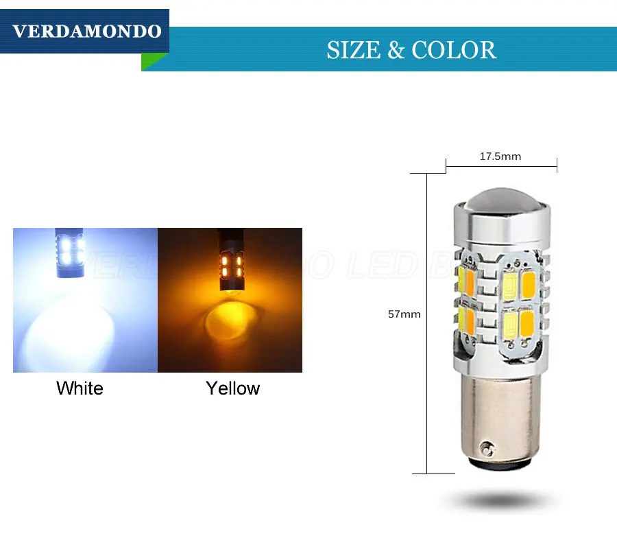 BAY15D 5630 20 smd двойной цвет тип 2 белый желтый светодиодный DRL указатель поворота