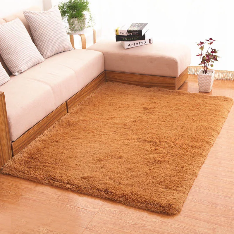 Мягкий толстый ковер прямоугольник сплошной белый синий фиолетовый красный большой коврик для гостиной спальни Противоскользящие коврики для кухни Детский мальчик - Цвет: Khaki Carpet