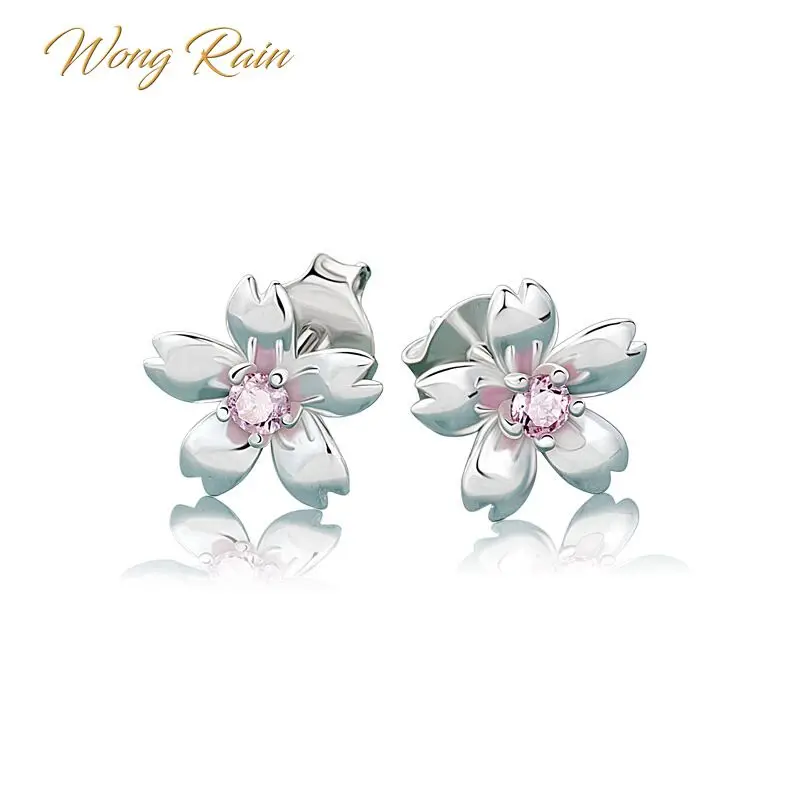 Wong Rain 100% стерлингового серебра 925 пробы розовый сапфировый драгоценный камень
