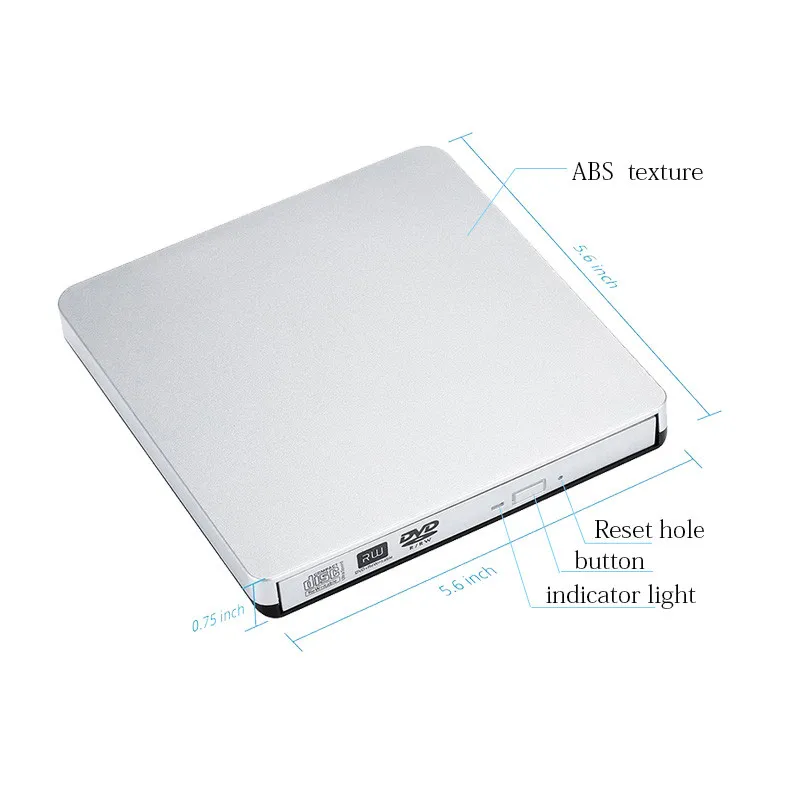 Внешний флэш накопитель KuWfi USB 2 0 тонкий портативный внешний VCD/CD/DVD плеер