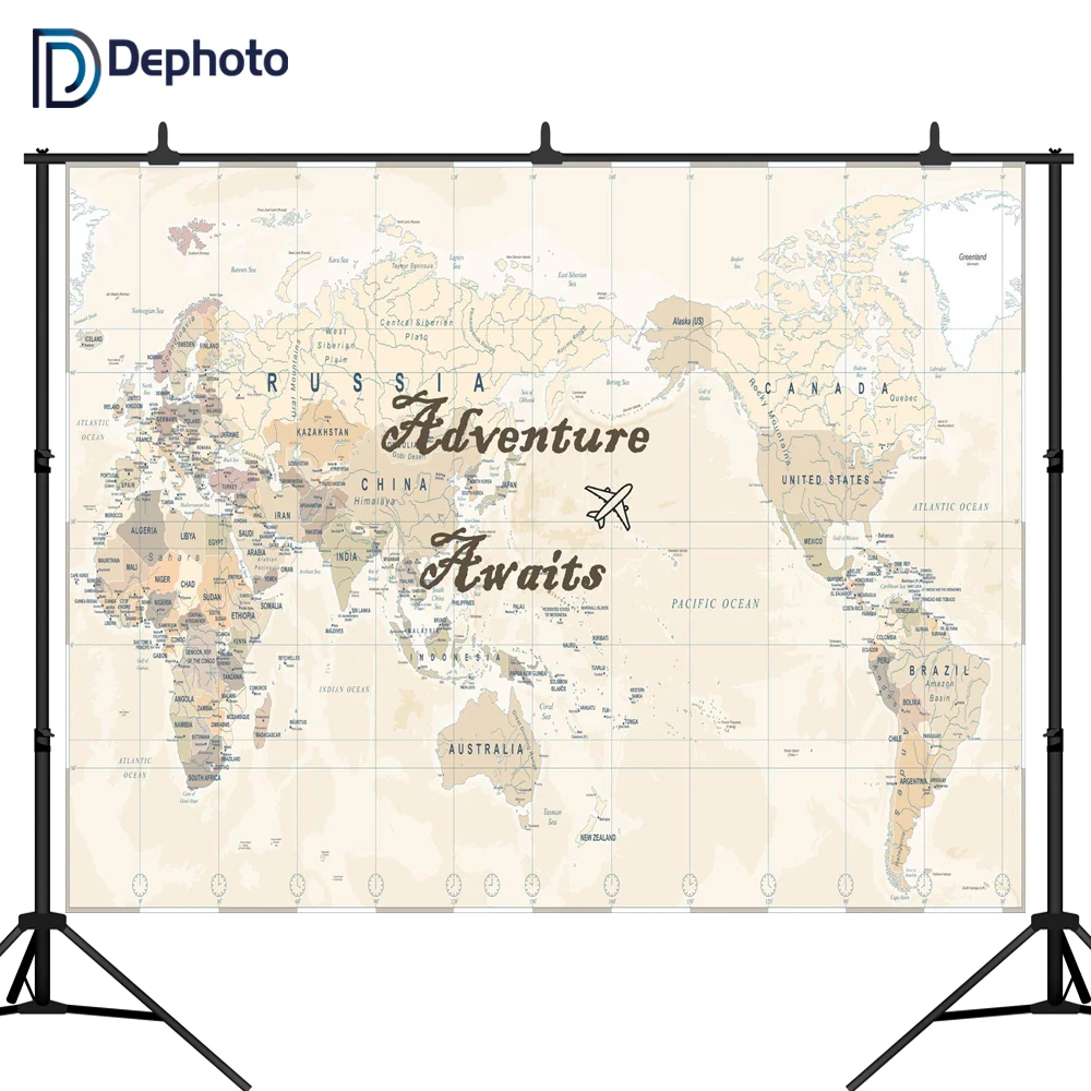

DePhoto фотография Фон Приключения ждет путешествия День Рождения Вечеринка карта мира фон для фотосессия фотостудия профессиональный