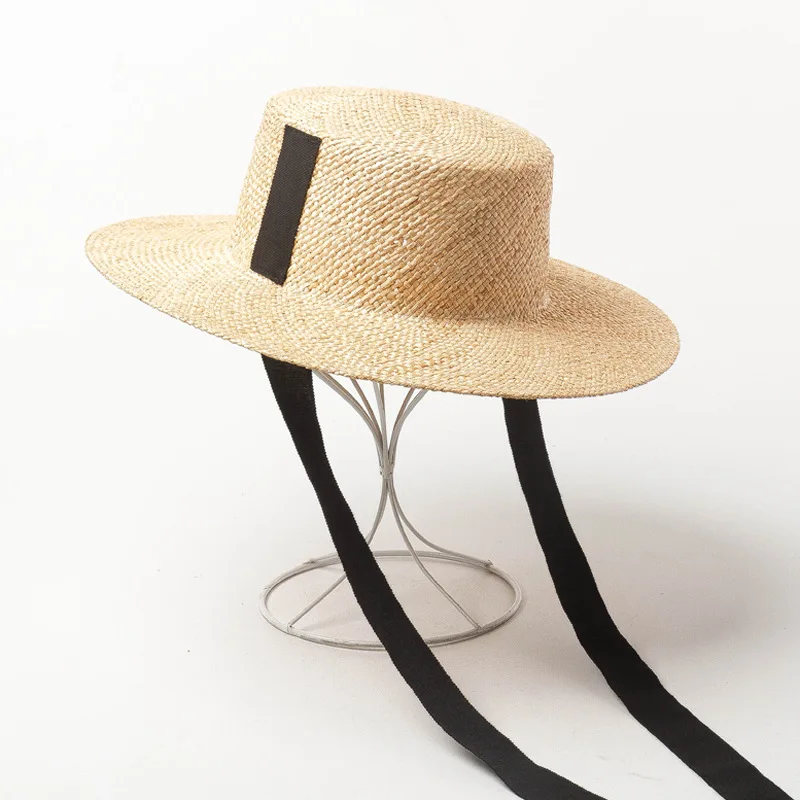 Пляжная соломенная шляпа Boater с галстуками Женская Chapeau Femme летние солнцезащитные