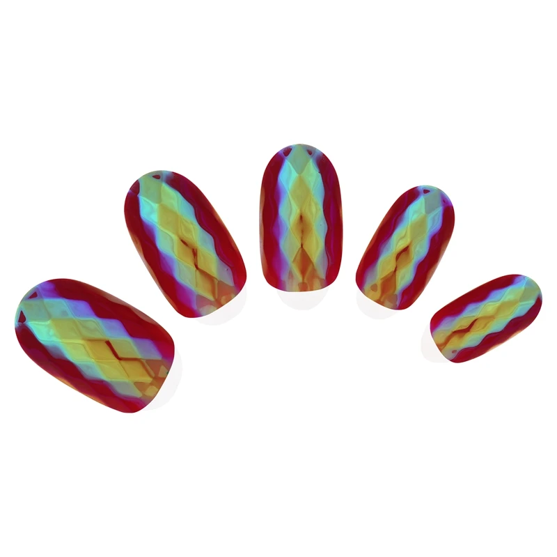 NDK-LX02-04 NADECO Мода Lozenge лицо клей вкладки хром голографическая роскошь нажмите на ногти Советы - Цвет: NDK-LX02-04