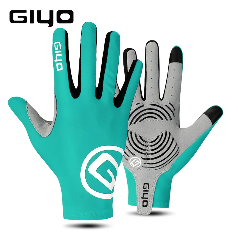 Blue Full Finger Giyo перчатки для велоспорта на полпальца гелевые спортивные перчатки для гонок для мужчин и женщин перчатки для шоссейного велосипеда велосипедные перчатки для MTB - Цвет: Blue Full Finger