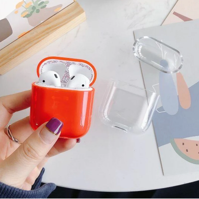 Для Apple Airpods 1 2 Чехол прозрачный Жесткий ПК защитный чехол кожа для TWS наушников