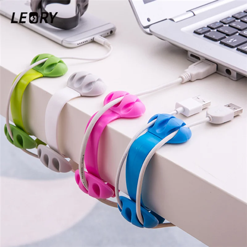 LEORY Противоскользящий Настольный держатель для кабеля с зажимом силиконовый