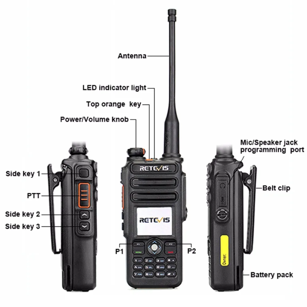 Двухдиапазонная цифровая рация DMR 2 шт. Retevis RT82 GPS DCDM TDMA IP67 водонепроницаемый