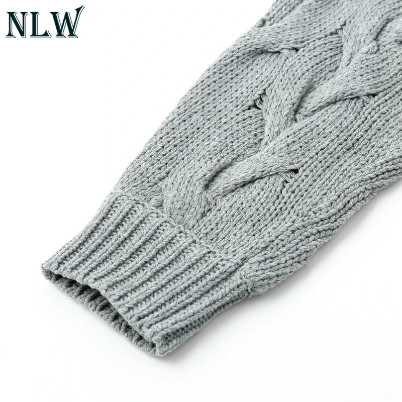 NLW O-Neck Sweater Women 2019 Autumn Winter Vintage Kintted Gray Solid Sweaters And Pullovers Casual Knitwear | Женская одежда