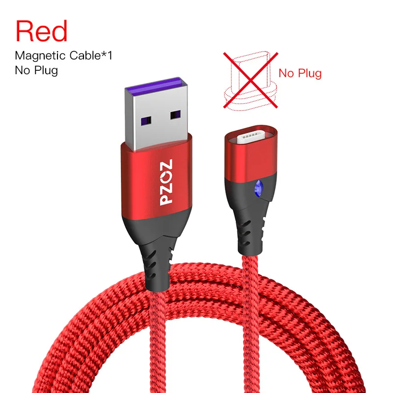 PZOZ 5A Магнитный кабель usb type c Micro usb Тип C супер быстрая зарядка телефона Microusb Тип-C магнит Зарядное устройство usb c для iphone 11 pro huawei xiaomi магнитная зарядка для айфона шнур для зарядки телефона - Цвет: Red 1m No Plug