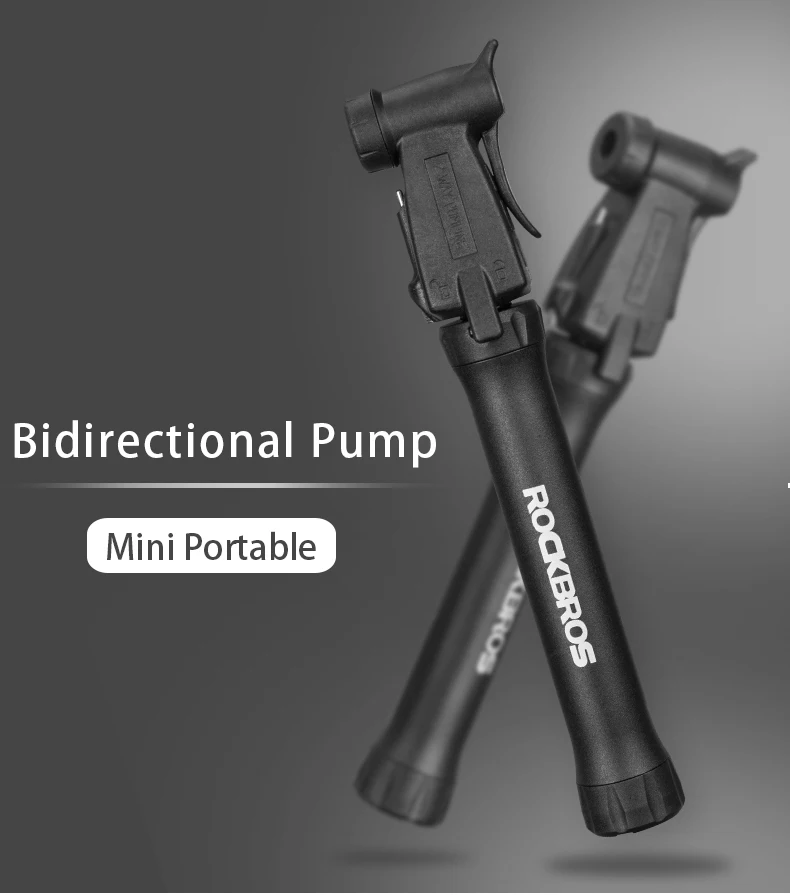 ROCKBROS Мини Портативный двунаправленный велосипедный насос 80Psi алюминиевый сплав Велоспорт Mtb дорожный велосипед воздушный насос подходит Presta Schrader Клапан