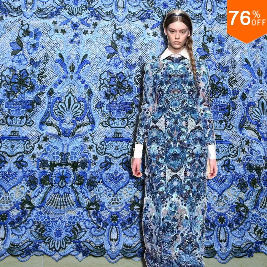 Корзина цветов синие цветные вышитые кружева в стиле барокко Цветочная вышивка
