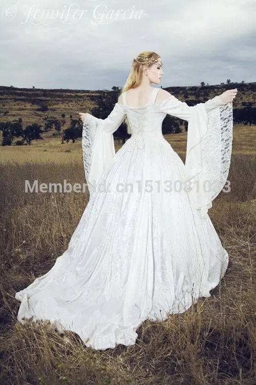 Гвендолин Средневековый или Ренессанс Свадебное Платье Бархат и Кружева с