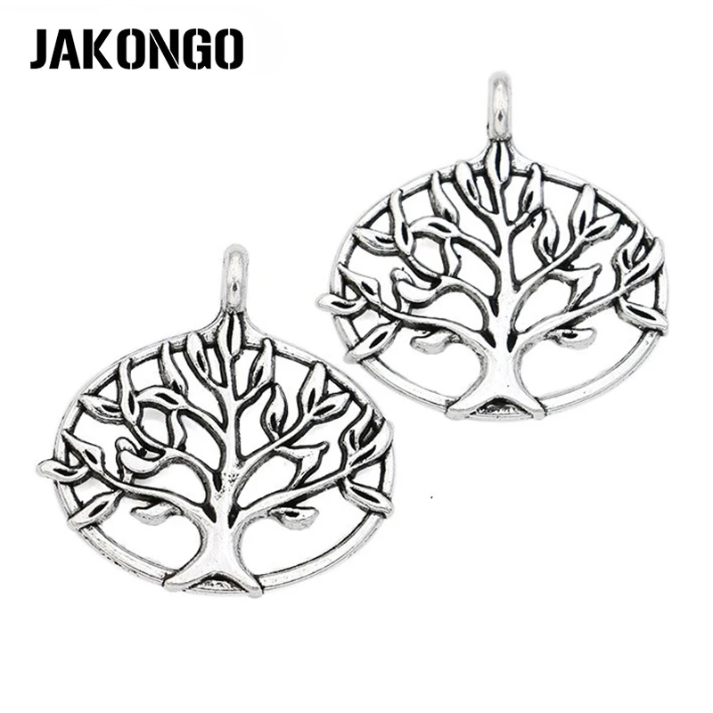 

5PCS Antique Silver Plated Tree of Life Charm Pendant Bracelets Jewelry Findings Accessories Making Craft DIY 27x26mm