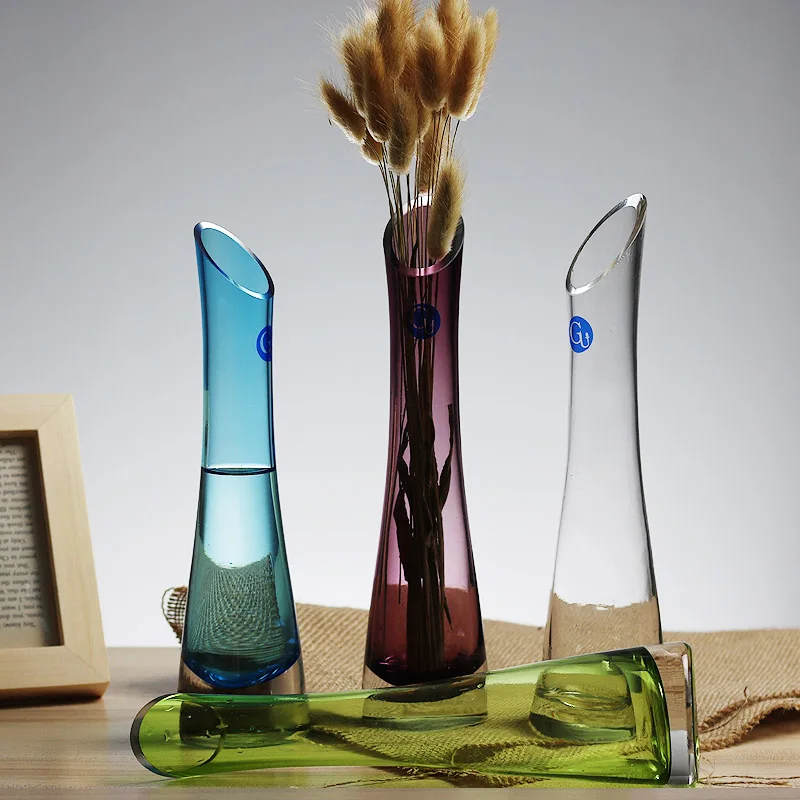 Прозрачная Модная креативная разноцветная стеклянная ваза Настольная бутылка