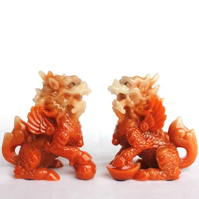 

Large kylin ornament a pair open light home Office store geomantic jade craftwork statues sculpture Home wedding decoration dies