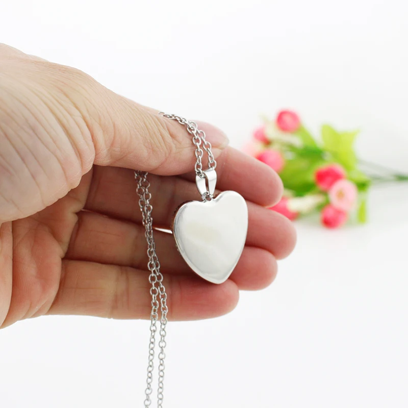 JWEIJIAO Bride Wedding Flowers Necklaces Heart Shape Glass Cabochon Images Charms Necklace Color Long Chain BW02 | Украшения и