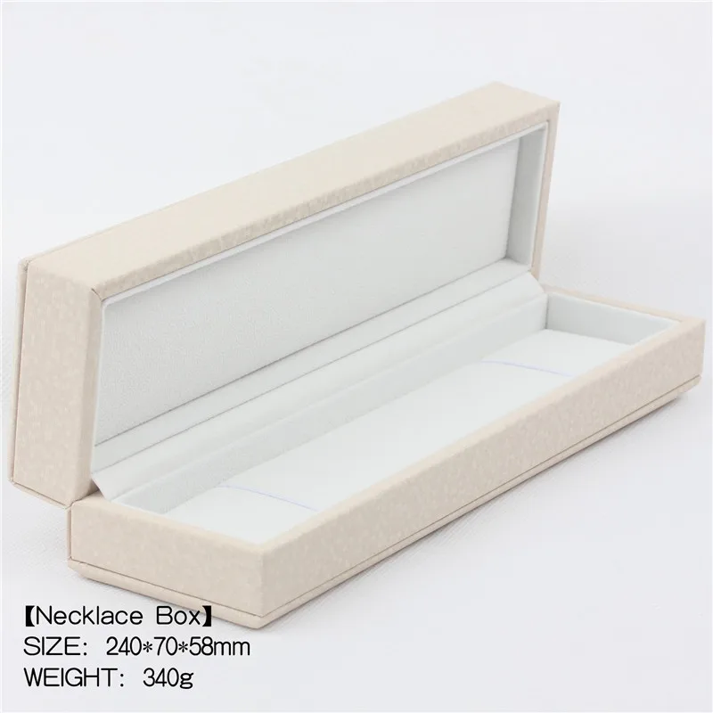 Beige necklace box Коробки бежевого, коричневого и небесно-голубого цвета с бархатной подкладкой высокого качества - Цвет: Beige necklace box